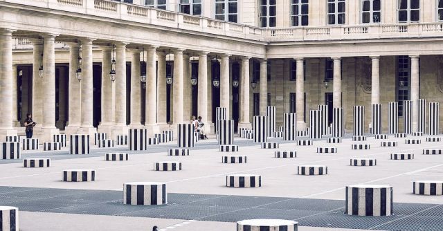 Masonry Wall - Facade of Palais Royal with columns in town