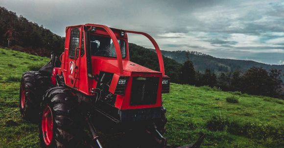 Bulldozer - Red and Black Bulldozer in Grass Field