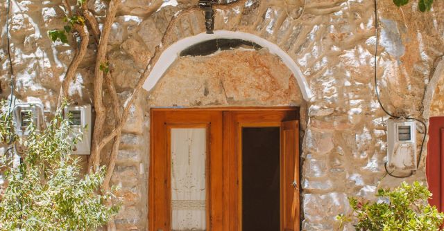Stone House - Wooden Door on a Stone House