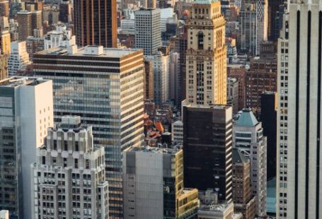 Highrise Construction - From above of downtown of megapolis with high rise financial and residential buildings located in New York City in daytime