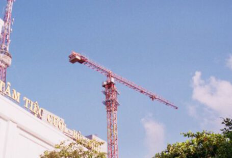 Industrial Hoist - Building Crane against Blue Sky
