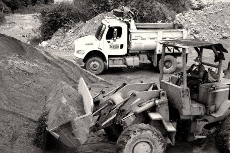 Excavator - Black and White View of Digger on Construction