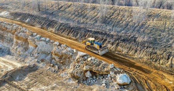Bulldozer - Yellow Bulldozer Working on Coal Mine