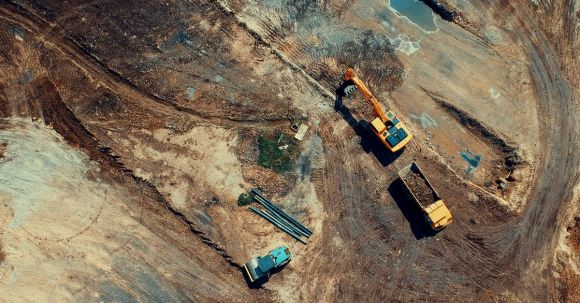 Construction Site - Aerial Photo Of Heavy Equipments